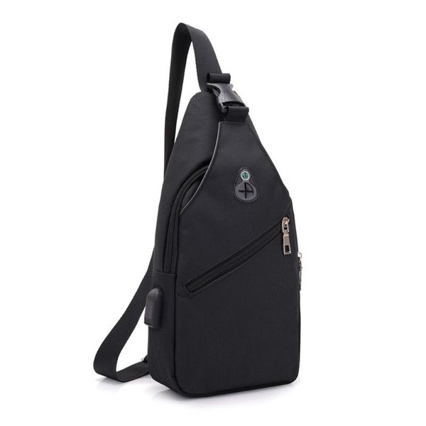 

outdoor waist bag men chest bag fashion pure color usb canvas messenger shoulder functional sports waist pack waterproof new