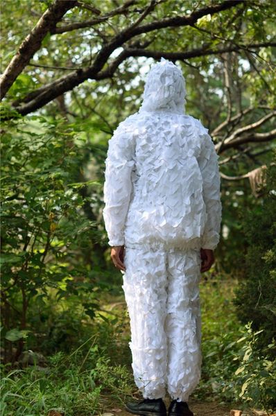 

snow field white camo suit tactical paintball ghillie sniper suit  with storage bag