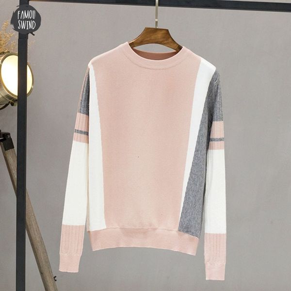 

sweater autumn winter women contrast color pullover jumper long sleeve o neck knitted outwear pull femme, White;black
