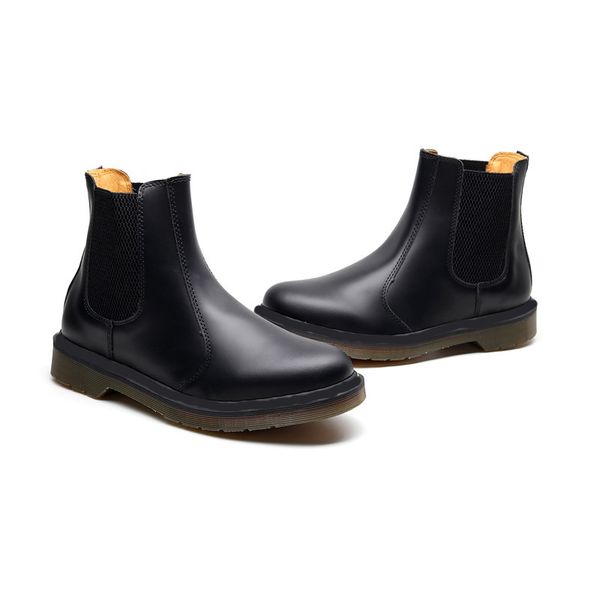

real leather black ankle boots casual slip-on women fashion designer short martin boots large size 35-48