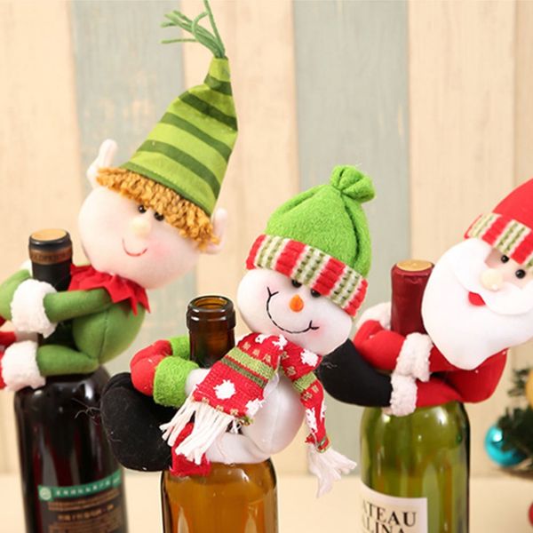 

santa claus snowman home christmas decoration lovely navidad christmas ornaments wine bottles hold covers red wine bottle cover