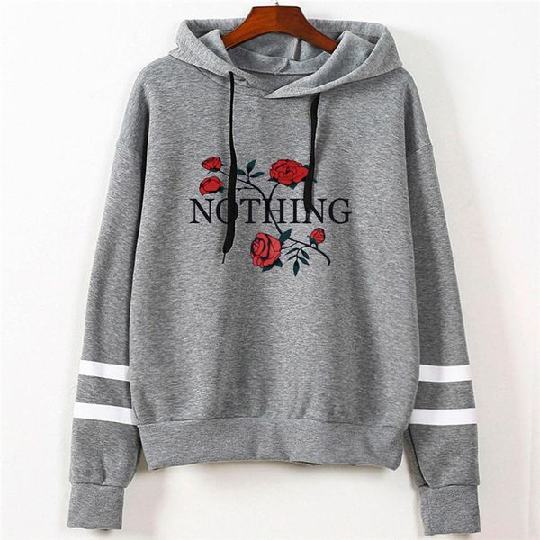 

women's fashion sweatshirt womens autumn nothing print long sleeve hoodie sweatshirt jumper hooded pullover dropshipping, Black