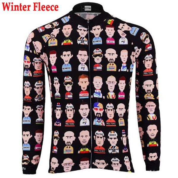 

new men's thermal long sleeve jersey retro black shirt cycling clothing winter fleece & thin bike wear commemorative classic, Black;red