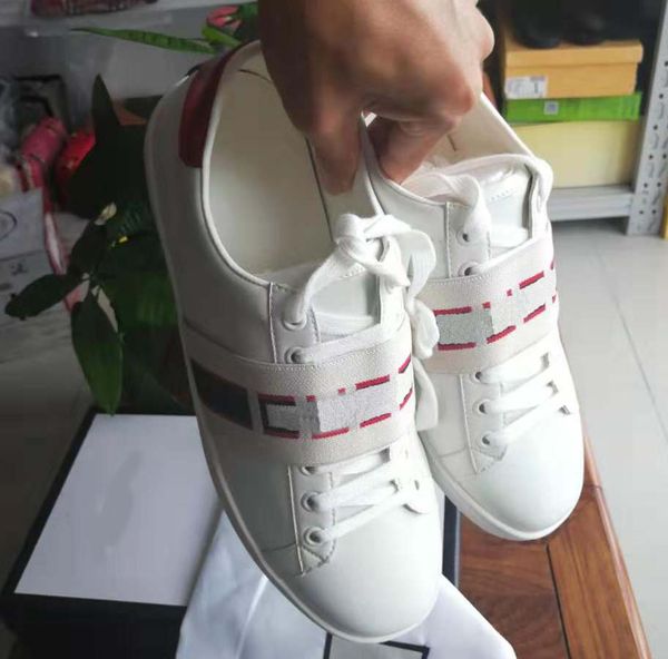 

fashion designer casual ace shoes red and black jacquard stripe elastic tape heart sneakers for men women size 35-45 with box gu2