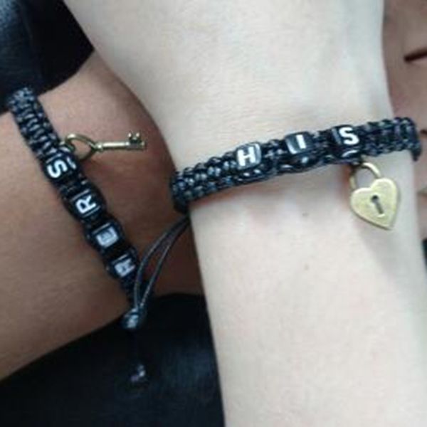 

fashion weave bracelet with key love lock bracelets for lovers couples letter strap boyfriend girlfriend gift, Golden;silver