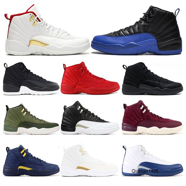 

2020 new arrivel mens basketball shoes 12s fiba game royal gym red flu game nylon mens trainers sports sneaker size 7-13