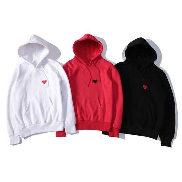 

piay small red heart embroidery men hoodie japanese style tide brand designer couple with sweater street hip hop pullover, Black