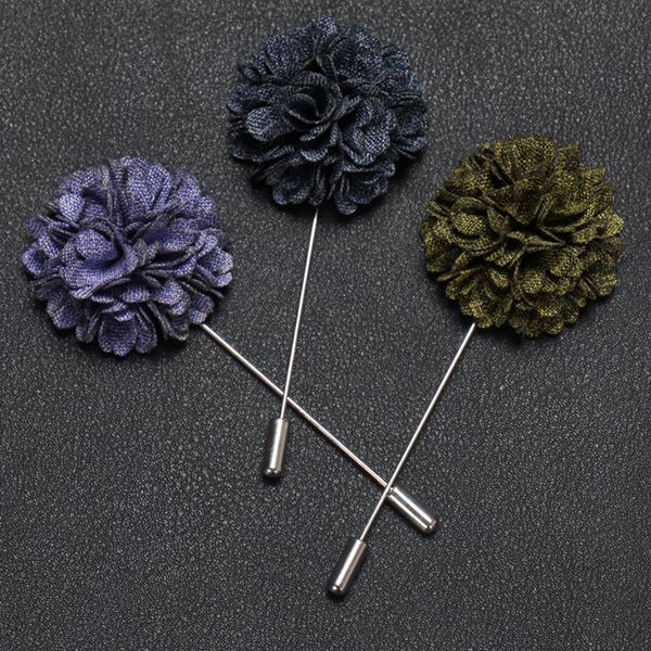 

11 pcs/lot vintage cotton handmade flower brooches pins for suit mens lapel pins boutonniere corsage, Gray