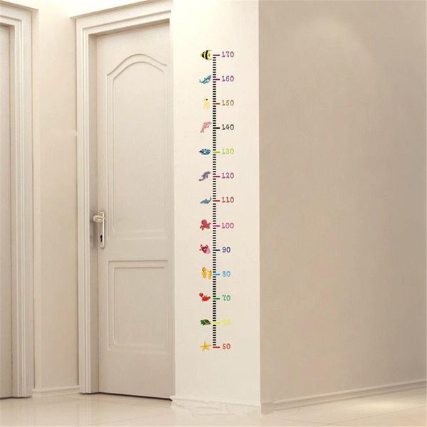 

Kids Height Chart Measure Wall Stickers Waterproof Removable Cute Undersea Carton Wallpaper Living Room Decor Wall Decal