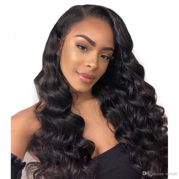 

lace transparent body wave wig 150% density transparent lace front human hair wigs remy full ends preplucked lace wig, Black