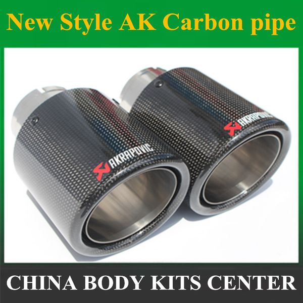 

1 piece 89mm outlet glossy carbon fiber exhaust tip stainless steel universal muffler tips akrapovic exhaust pipe