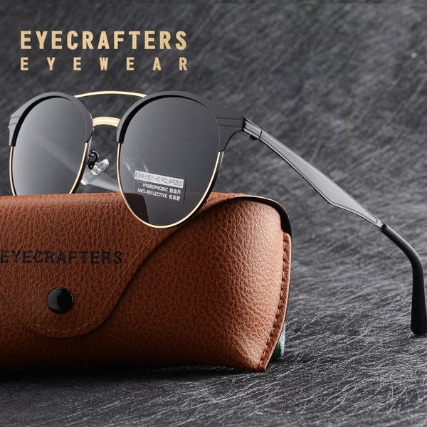 

fashion polarized round sunglasses mens womens double bridge round sun glasses black mirrored coating eyewear, White;black