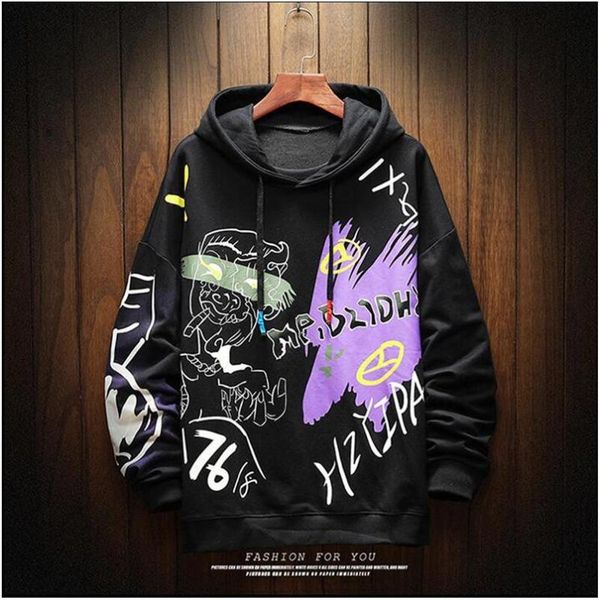 

2020 men's hoodies japanese harajuku oversized hoodie hip hop anime sweatshirt male streetwear black hoodies mens moleton