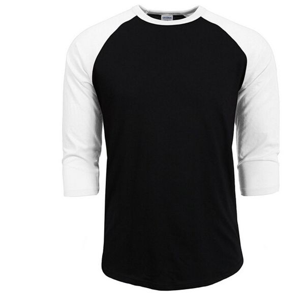 

t shirt men o-neck t-shirt 100% cotton 3/4 sleeve tshirt raglan jersey casual shirt man 2019 new fashion top, White;black