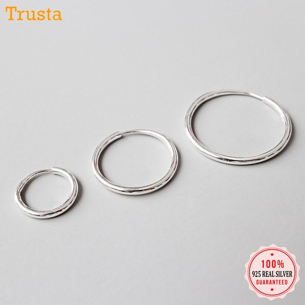 

trustdavis 100% 925 solid sterling silver unique shaped piercing huggie hoop earring for women girl lady fine jewelry da104, Golden;silver