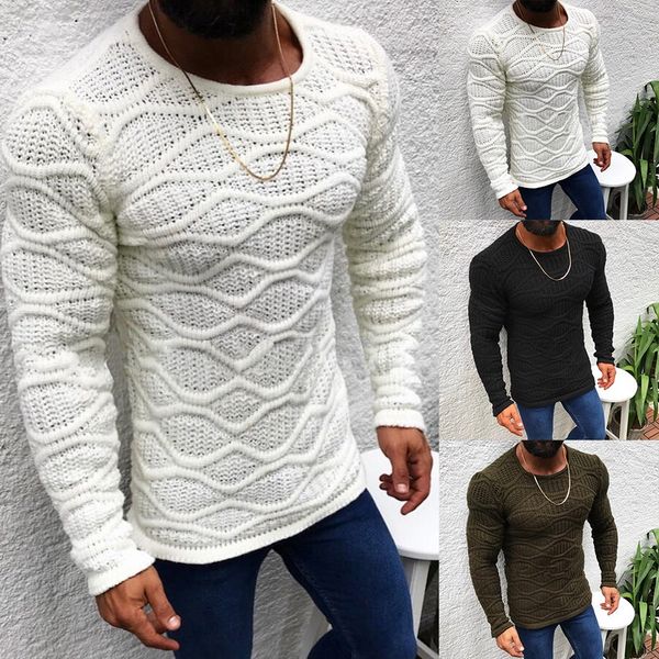 

jodimitty autumn new men's knitted sweaters solid color o neck slim fit long sleeve pullovers winter casual slim fit sweater, White;black
