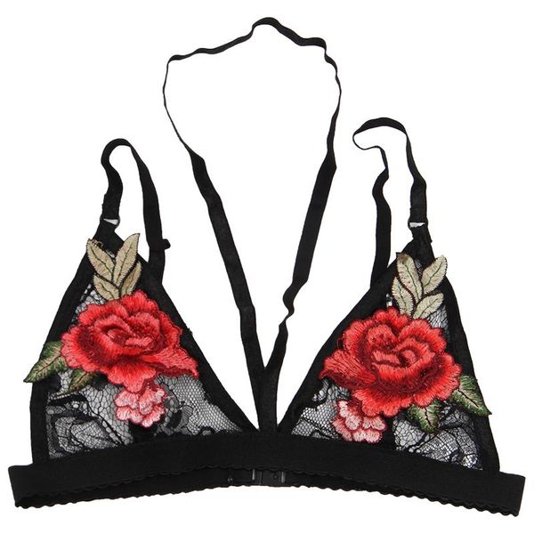 

summer women flowers embroidery bra backless sling tank lace small vest, Red;black