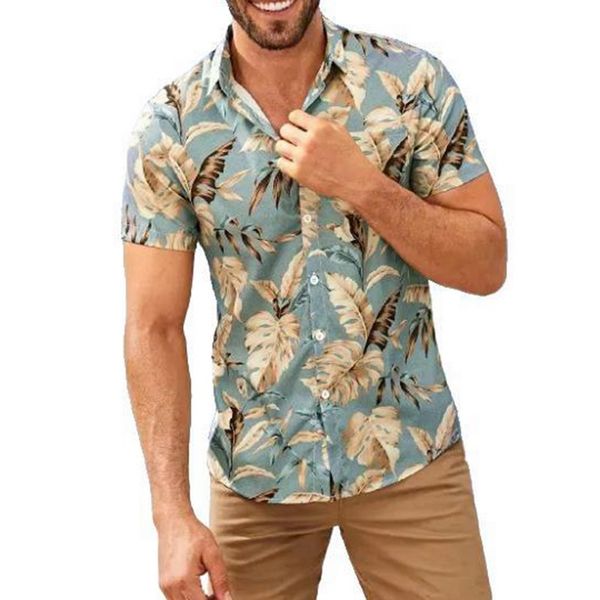 

летние мужские пляжные рубашки мужская мода стенд воротник цветочный принт рубашка с коротким рукавом топы blusas гавайская рубашка мужские, White;black