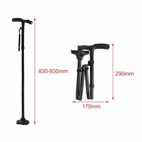 

walking stick led light canes trekking trail hiking poles old man ultralight folding protector adjustable t handlebar elders