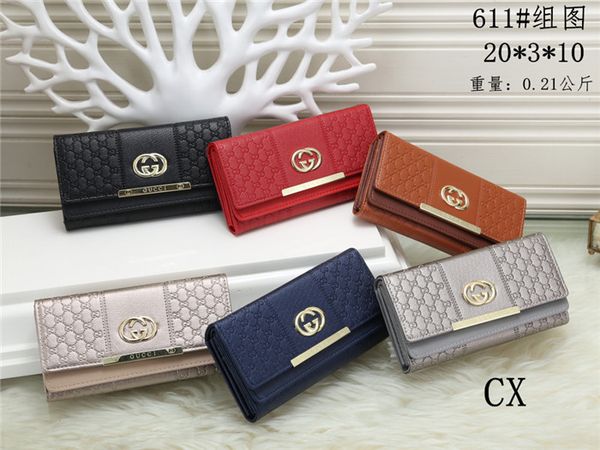 

new 6 color glossy pu buckle multi-card multi-capacity long wallet men and women fashion ol high-end storage wallet brand coin purse, Red;black