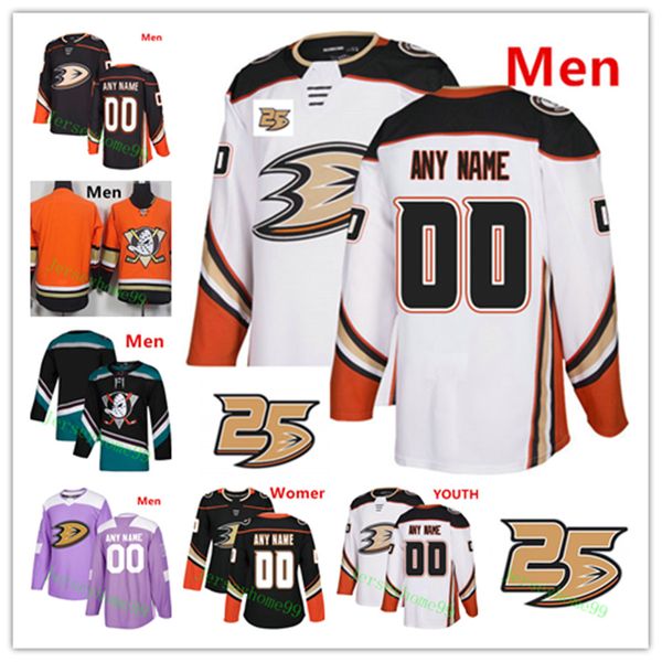 

Custom Anaheim Ducks Jersey 2018 Black Third 25th Jersey Any Name Number Aberg Getzlaf Perry Henrique Rakell 8 Selanne