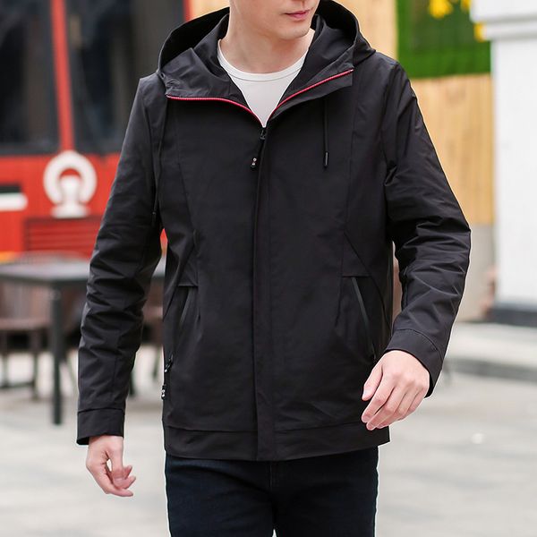 

men's jackets 2021 spring and autumn water-repellent hooded jacket male youth japanese personality trend coat, Black;brown