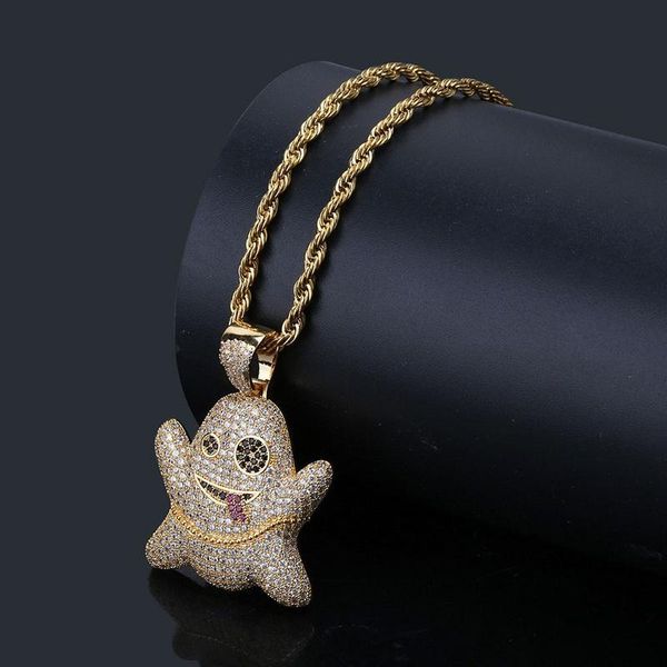 

emoji дизайнер ожерелье мужская мода хип-хоп ювелирных изделий ожерелья iced out необычное дух подвеска ожерелье, Silver