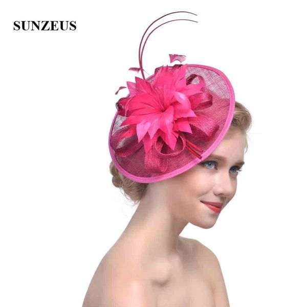 

flowers bridal hats feathers linen ladies wedding hats women's party hair accessories hochzeit hut sh38