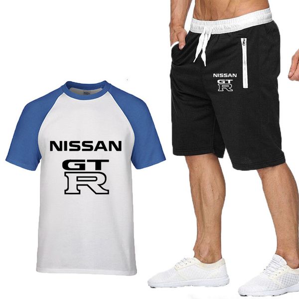 

summer men's t-shirt gtr car printed cotton mens cottont-shirt+pants suit 2pcs k