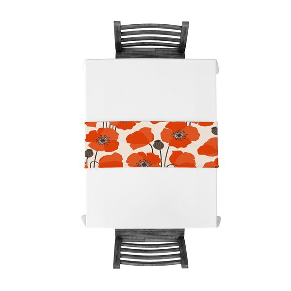 

flower orange poppy modern table runner for wedding party chirstmas cake floral tablecloth home decoration
