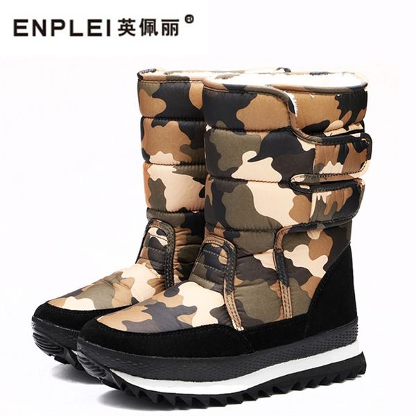 

enplei winter snow boots thickening ski shoes women warm mid-calf cotton shoes anti-skid thick bottom, Black