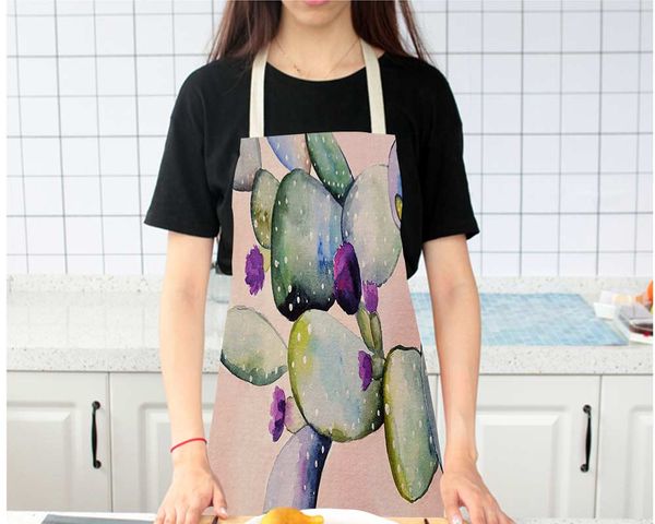 

classic style eco-friendly printed cactus pattern seam sewing hand measured drinking sleeveless back tie linen apron