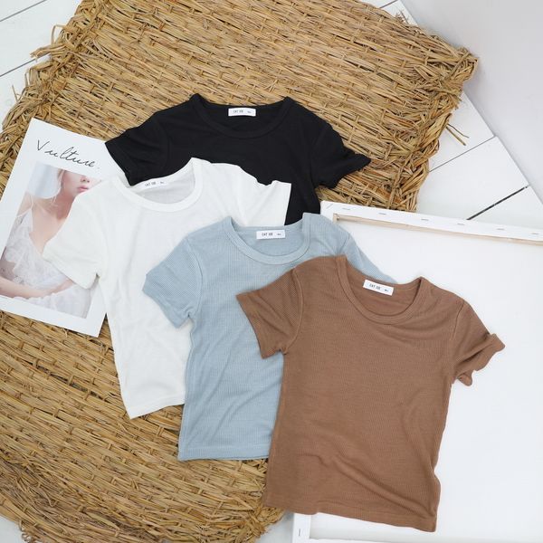 

2019 summer new baby ribbed cotton t-shirt short sleeve shirt infant baby girls thin and soft shirt tees with crew collar y190516, Blue