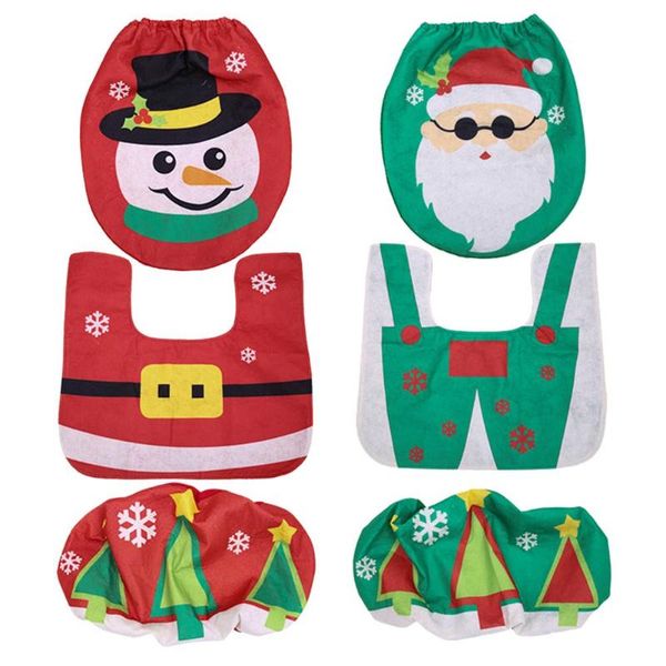 

3pcs/set christmas santa snowman non slip mat bathroom toilet seat cover