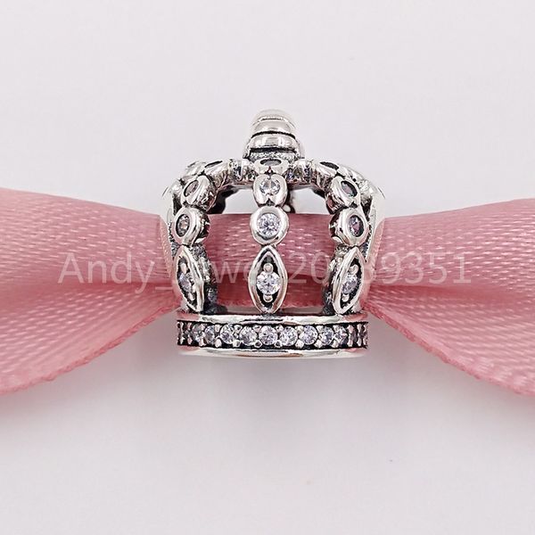 Andy Jewel 925 Sterling Gümüş Boncuklar Masal Crown Clear Cz Charms, Avrupa Pandora tarzı mücevher bilezikler kolye 792058cz