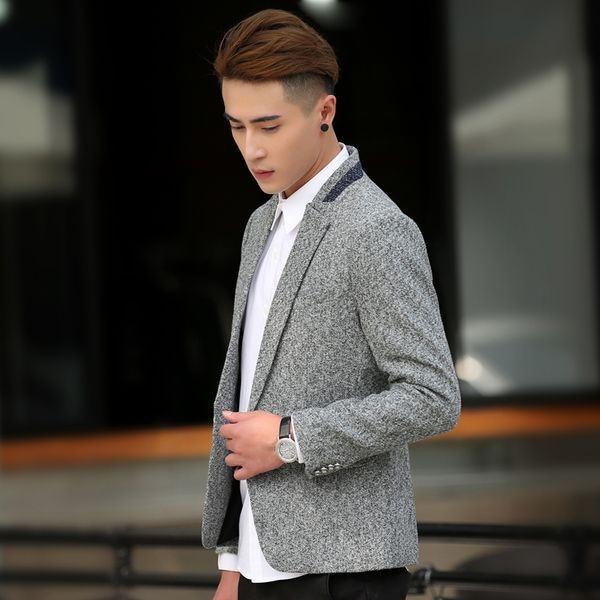 

men's formal one button suit long sleeve blazers slim fit wedding suits jacket new luxury business casual suit men autumn, White;black