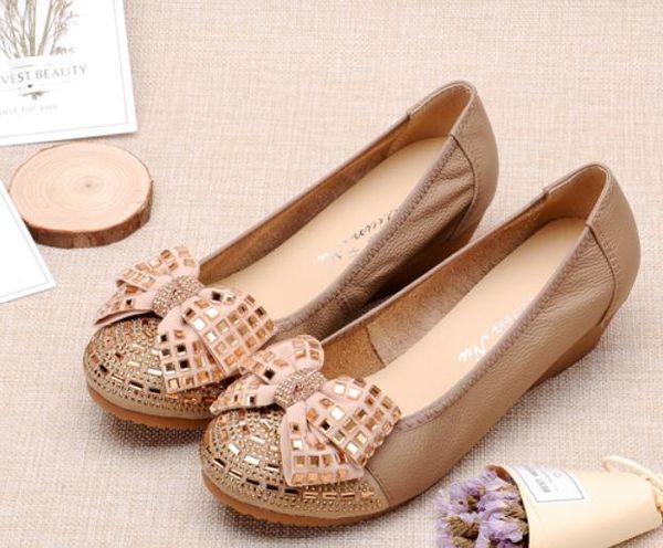 

2019 women's bowknot shoes in spring and autumn with new style slope heel round head @181, Black