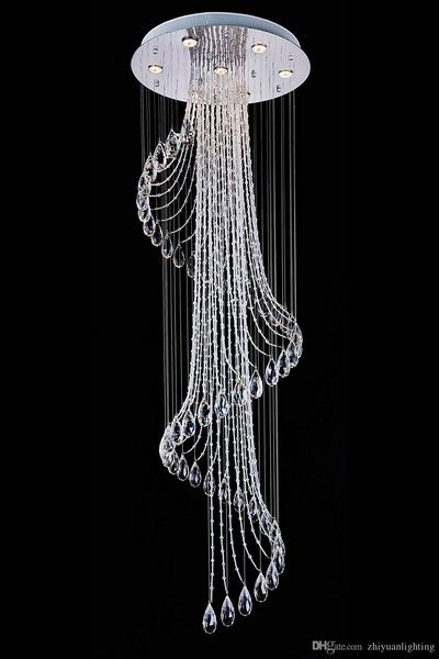 Modern K9 Crystal Spral Raindrop Chandelier Lighting Flush Mount Led Ceiling Light Fixture Pendant Lamp For Dining Room Bathroom Bedroom Led