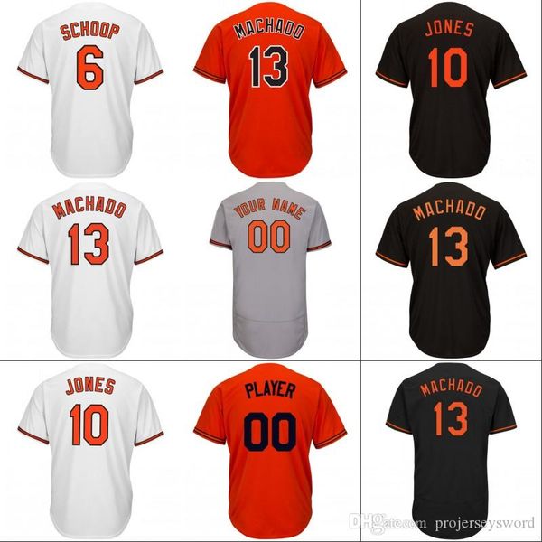 

#13 Manny Machado Jersey Baltimore Mens 6 Jonathan Schoop 8 Cal Ripken 10 Adam Jones 33 Eddie Murray 45 Mark Trumbo Baseball Jerseys