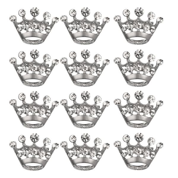 

12pcs fashion diamante brooches wedding party pageant tiara crown corsage brooch pin (silver, Gray