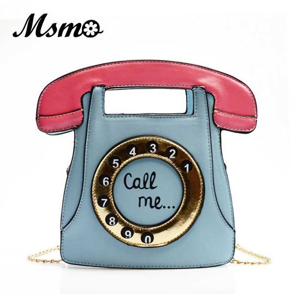 

msmo phone shape bag funny bag women's leather handbags telephone shaped cute mini crossbody bags personality