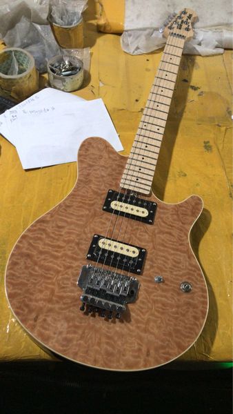 

custom edward van halen wolf music man ernie ball axis cream qulit maple top электрогитара тремоло мост задняя крышка maple fingerbord