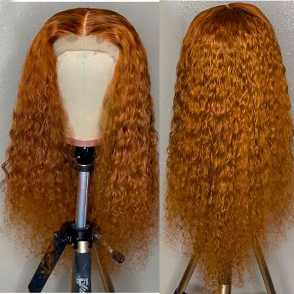 

13x6 deep part lace front orange colored human hair wigs for women curly remy preplucked knots, Black;brown