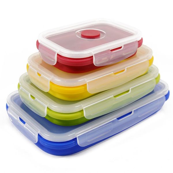 

kitchen food storage container lock foldable silicone fresh box lunch box x n06