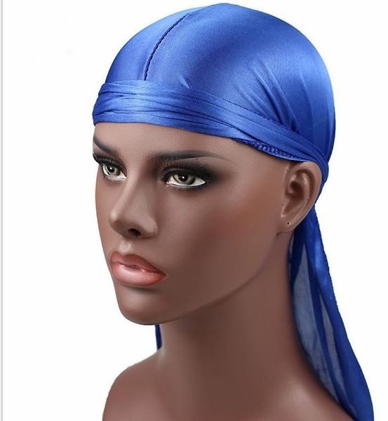 

new fashion men's satin durags bandana turban wigs men silky durag headwear headband pirate hat hair accessories jj20094, Blue;gray