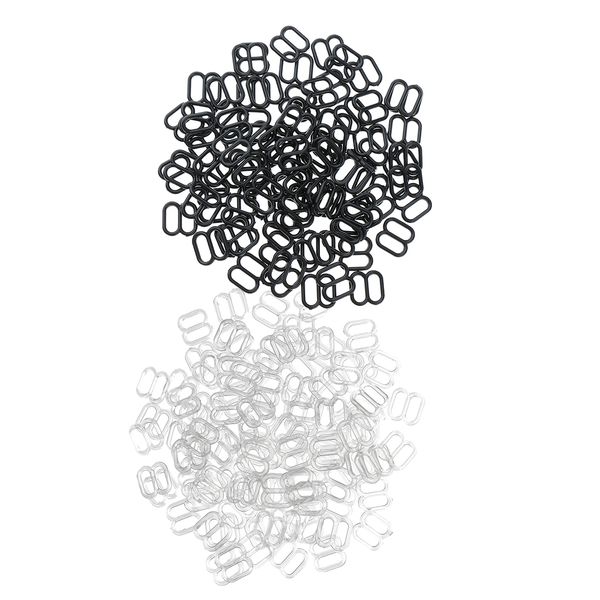 

200pcs lingerie bikini replacement hoops bra strap adjustment 8 hooks clasps, Black