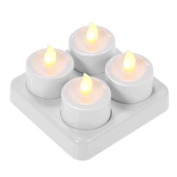 

rechargeable led candles tealight flickering flameless candles lights with frosted cups charging base yellow light ac100-240v