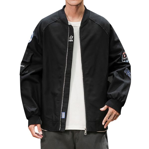 

men's autumn casual new fashion patchwork hoodie zipper plus size jackets loose streetwear jacket coat ropa mujer, Black;brown