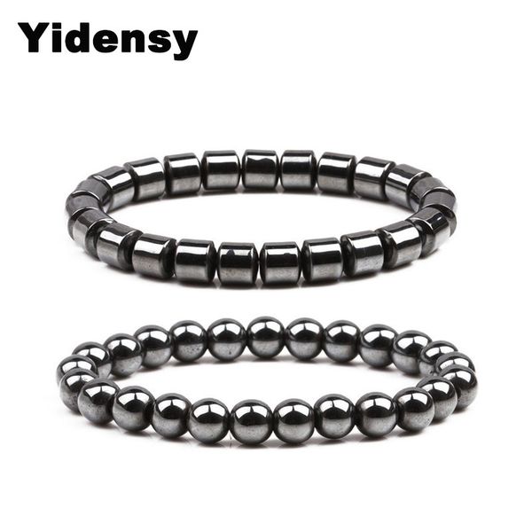 

yidensy 1pcs black magnetic beads bracelets elastic rope magnet hematite bead strand bracelet for men women health jewelry