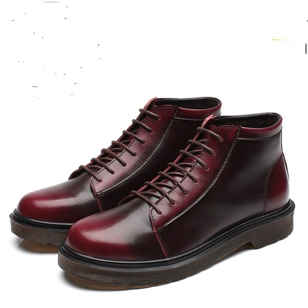 

2019 autumn men's genuine leather martin boots work boots rubber sole lace-up 2 colors available size 38~43, Black